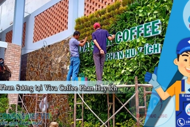 Lắp đặt hệ thống phun sương tại Viva Coffee Phan Huy Ích - Tân Bình
